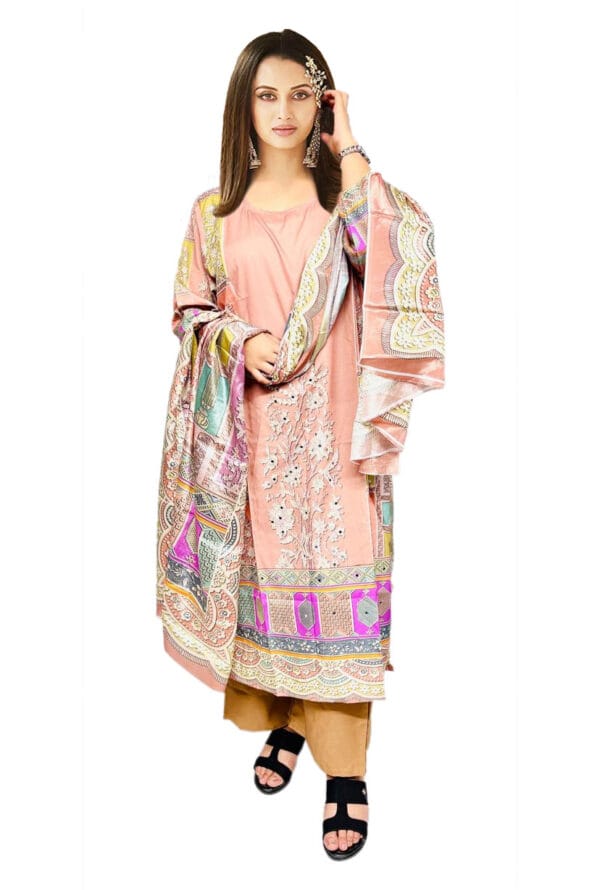 Women & Girls Digital Prtint Embroidery Work Pakistni Silk Suit