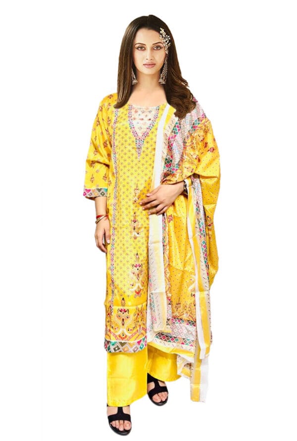 Digital Prtint Embroidery Work Pakistni Silk Suit for Women & Girls - Image 3