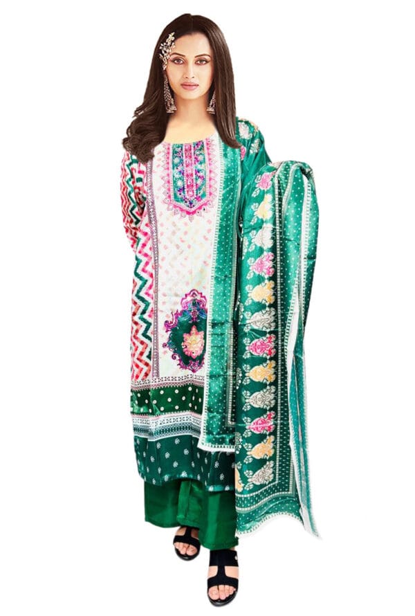 Women & Girls Digital Prtint Embroidery Work Pakistni Silk Suit - Image 4