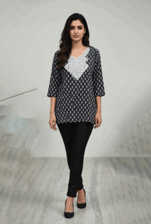 Women & Girls Kurti with Neck Embroidery
