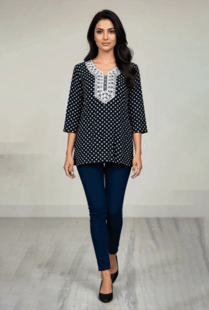 Stylish Embroidered Black Kurti