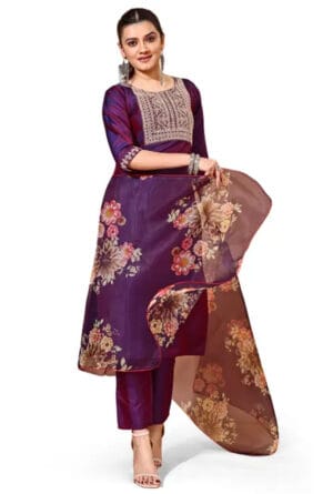 Embroidery Work Party Wear Kurti Pant with Dupatta for Women & Girls