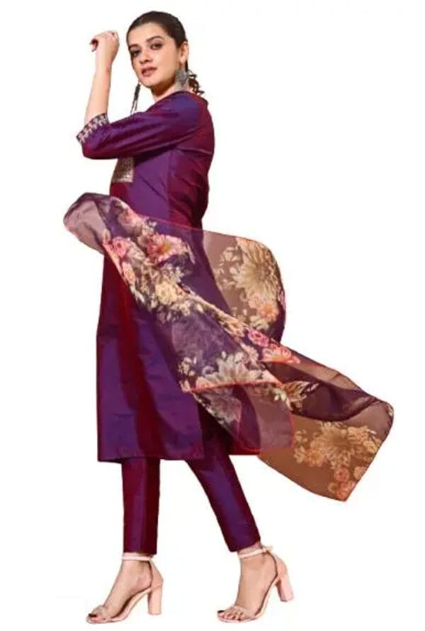 Embroidery Work Party Wear Kurti Pant with Dupatta for Women & Girls - Image 2