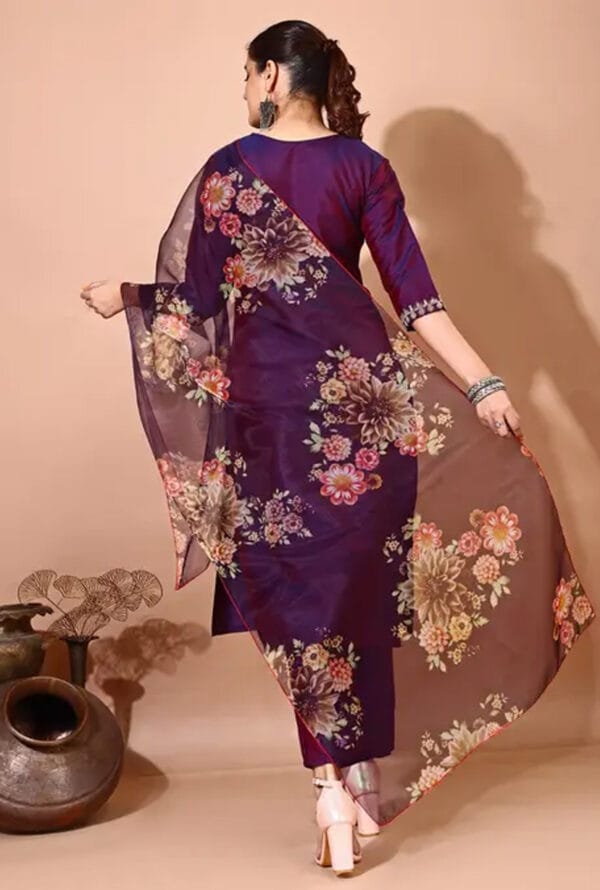 Embroidery Work Party Wear Kurti Pant with Dupatta for Women & Girls - Image 3