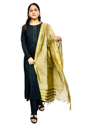 Party Wear Black Golden Kurti Pant with Dupatta for Women & Girls