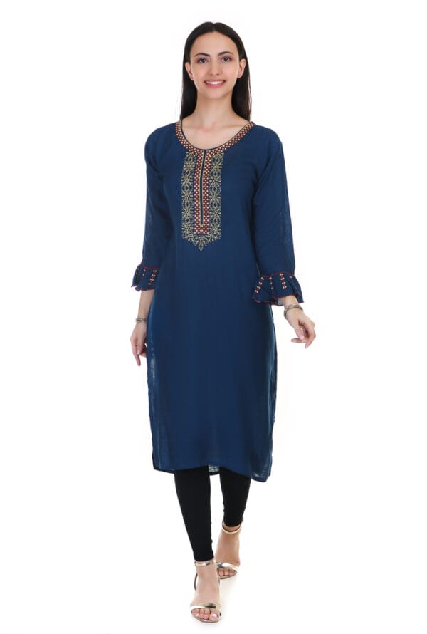 Embroidery Work Casual Regular Long Kurti for Girls & Women