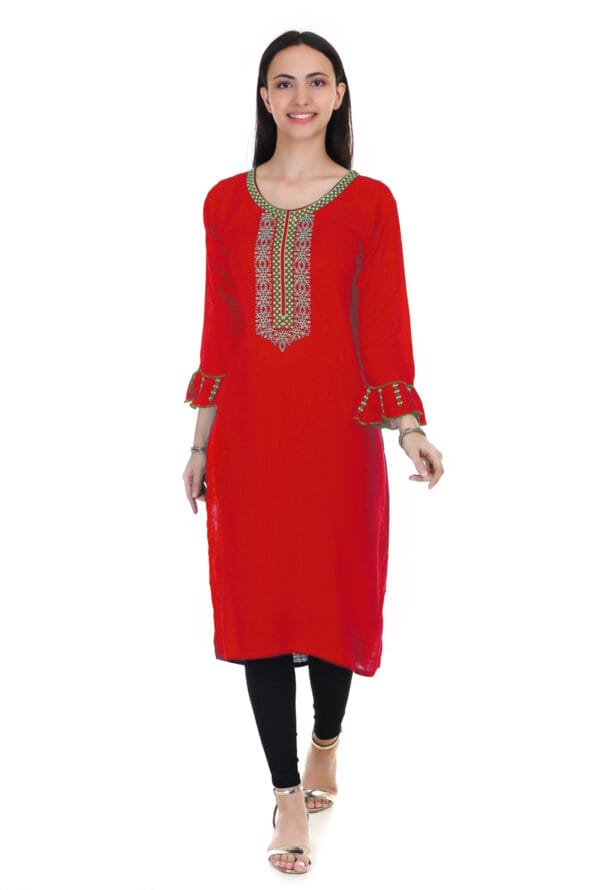 Embroidery Work Casual Regular Long Kurti for Girls & Women - Image 4
