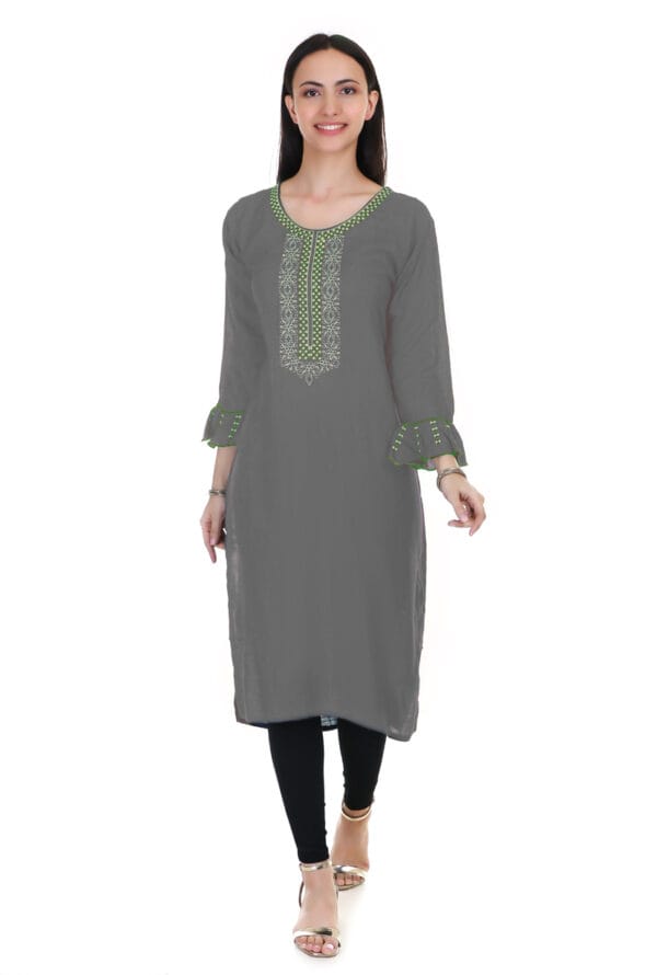 Embroidery Work Casual Regular Long Kurti for Girls & Women - Image 3