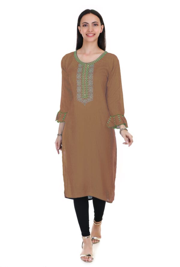 Embroidery Work Casual Regular Long Kurti for Girls & Women - Image 2