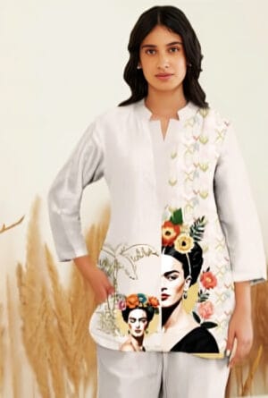 Trending Digital Print Co-Ord Set for Women & Girls Beige Color