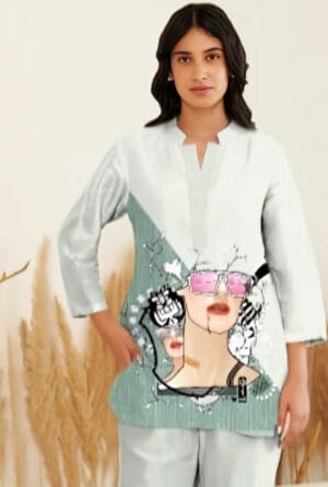 Trending Digital Print Co-Ord Set for Women & Girls Green Color