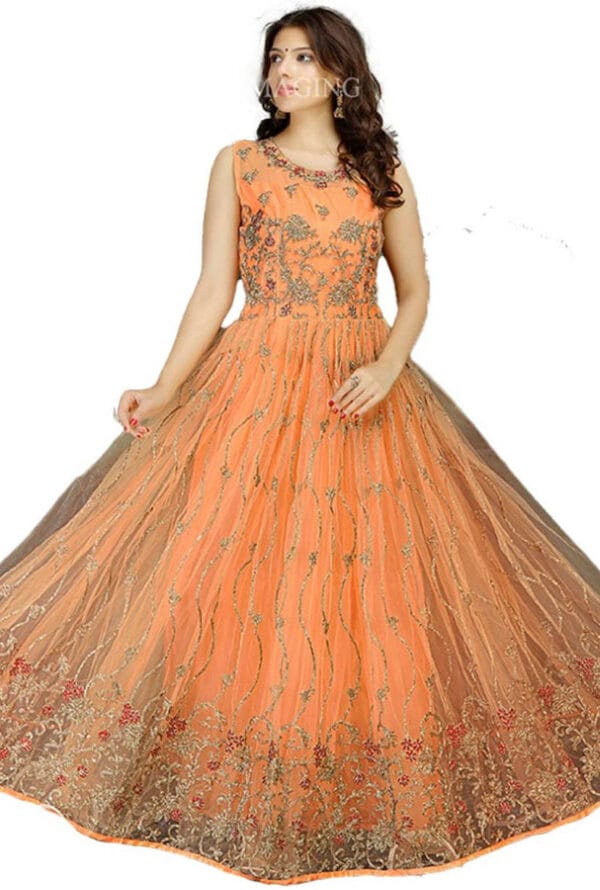 Party Wear Net Gown for Women / Girls Full Embroidery Work - Image 4