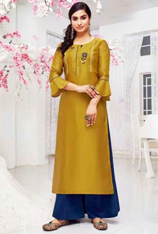 Full Embroidery Designer Kurti with Palazzo for Women/Girls - Image 2