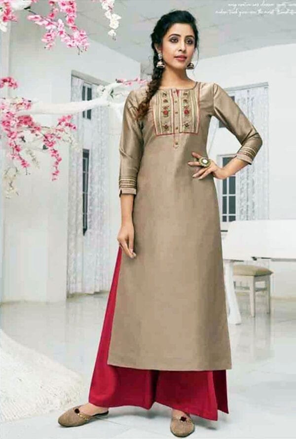Full Embroidery Designer Kurti with Palazzo for Women/Girls - Image 3