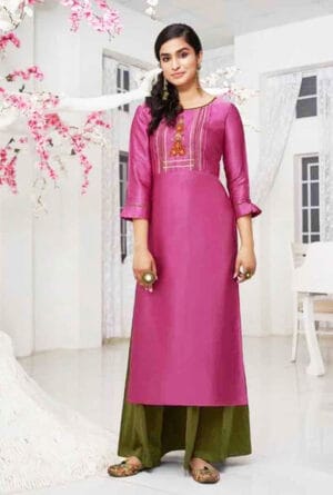 Full Embroidery Designer Kurti with Palazzo for Women/Girls