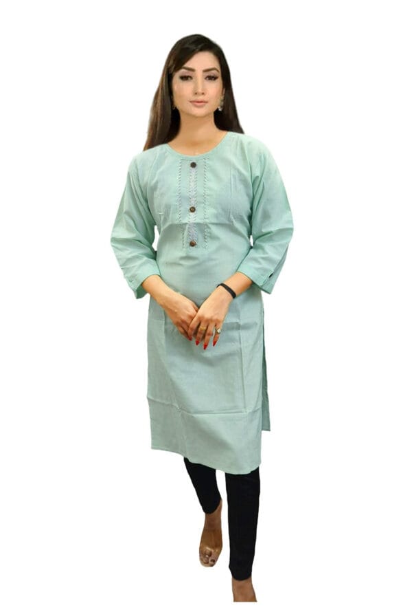 Designer Cotton Round Neck Long Kurti for Women & Girls - Image 11