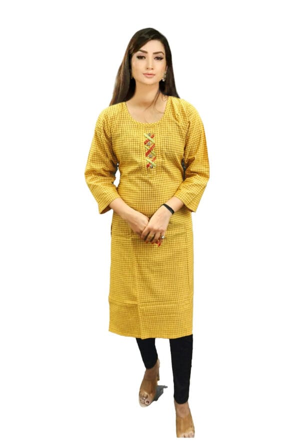 Designer Cotton Round Neck Long Kurti for Women & Girls - Image 6