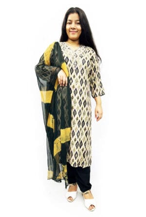 Digital Print Rayon Kurti Pant Dupatta Set for Women and Girls