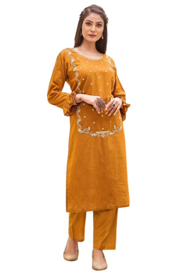 Muslin Party Wear Embroidery Work Kurti Pant for Women / Girls - Image 4