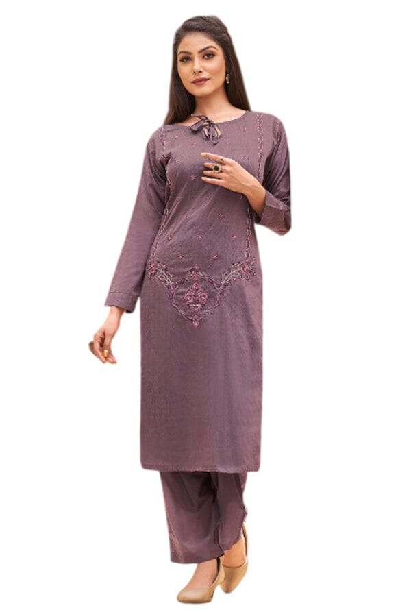 Muslin Party Wear Embroidery Work Kurti Pant for Women / Girls - Image 3