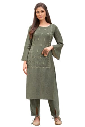 Muslin Party Wear Embroidery Work Kurti Pant for Women / Girls