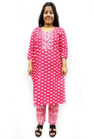 Digital Printed Round Neck Kurti with Pant for Women's & Girls