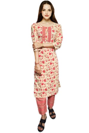 Women Embroidery Printed Multicolor Kurti Pant-Set of 3 @ ₹ 999/-