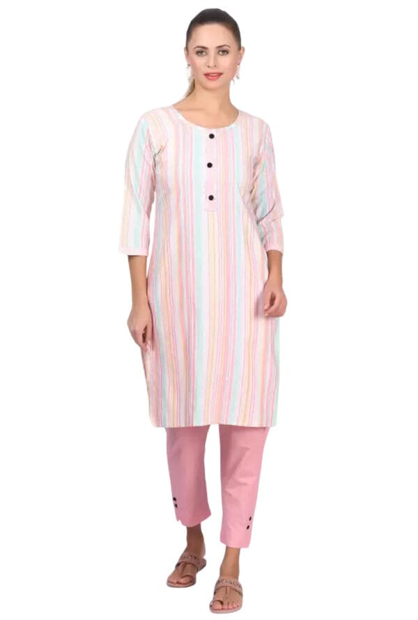Straight Lining Kurti with Pant for Women & Girls Pant Pocket - Image 2