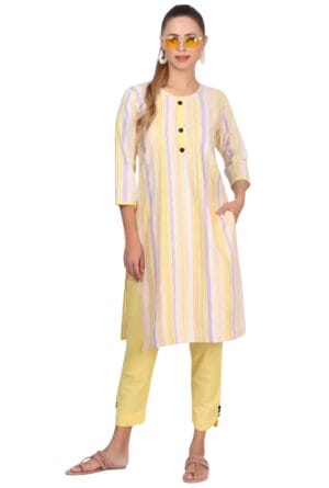 Straight Lining Kurti with Pant for Women & Girls Pant Pocket