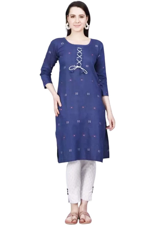 Straight Lining Kurti with Pant for Women & Girls Pant Pocket - Image 5