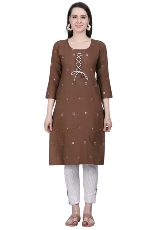 Straight Lining Kurti with Pant for Women & Girls Pant Pocket - Image 4