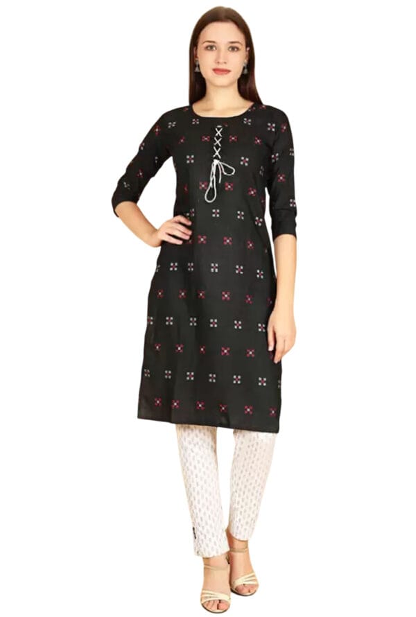 Straight Lining Kurti with Pant for Women & Girls Pant Pocket - Image 2