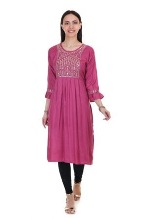 Emboidery Rayon Party Wear Long Kurti for Girls & Women