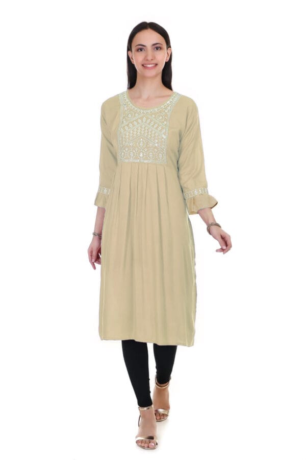 Emboidery Rayon Party Wear Long Kurti for Girls & Women - Image 4
