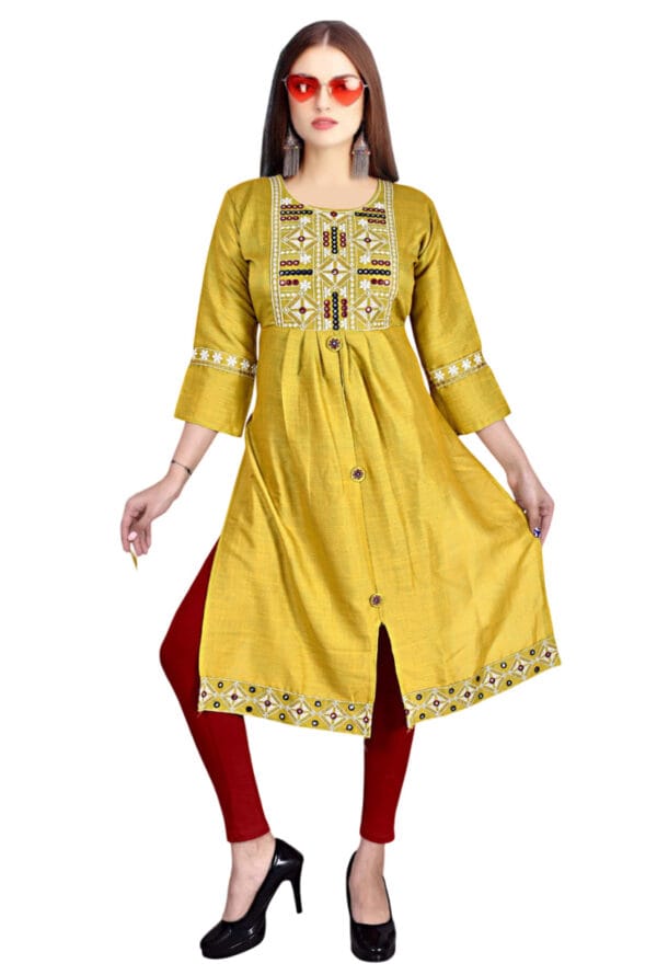 Emboidery Nyra Cut Party Wear Long Kurti for Girls & Women - Image 2
