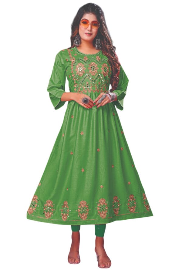Stylisgh Full Emboidery Party Wear Long Kurti for Girls & Women - Image 2