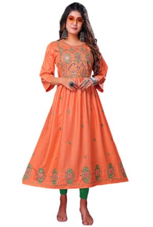Stylisgh Full Emboidery Party Wear Long Kurti for Girls & Women