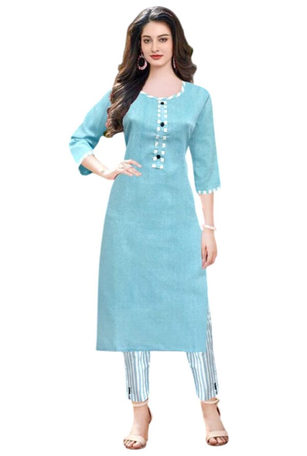 Casual Regular A-Line Kurti with Pant for Women & Girls - Image 3