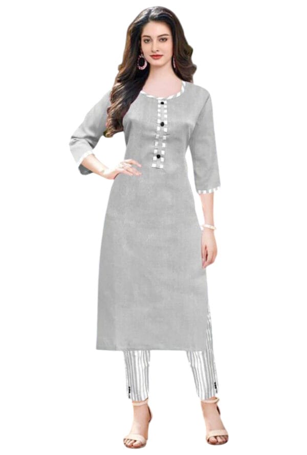 Casual Regular A-Line Kurti with Pant for Women & Girls - Image 2