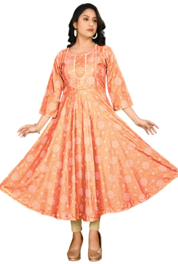 Full Emboidery Party Wear Long Kurti for Girls & Women