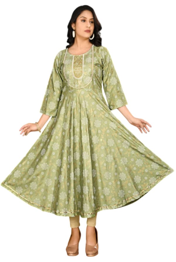 Full Emboidery Party Wear Long Kurti for Girls & Women - Image 2
