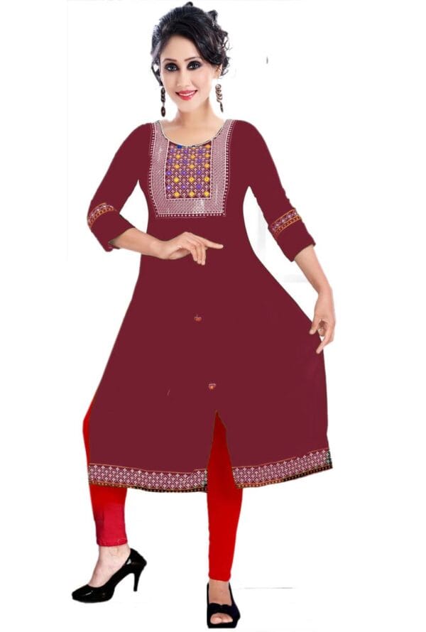 Emboidery Nyra Cut Party Wear Long Kurti for Girls & Women - Image 2
