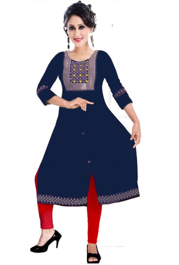 Emboidery Nyra Cut Party Wear Long Kurti for Girls & Women - Image 3