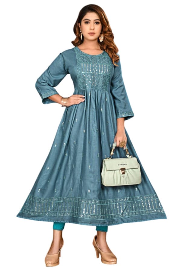 Full Emboidery Party Wear Long Kurti for Girls & Women