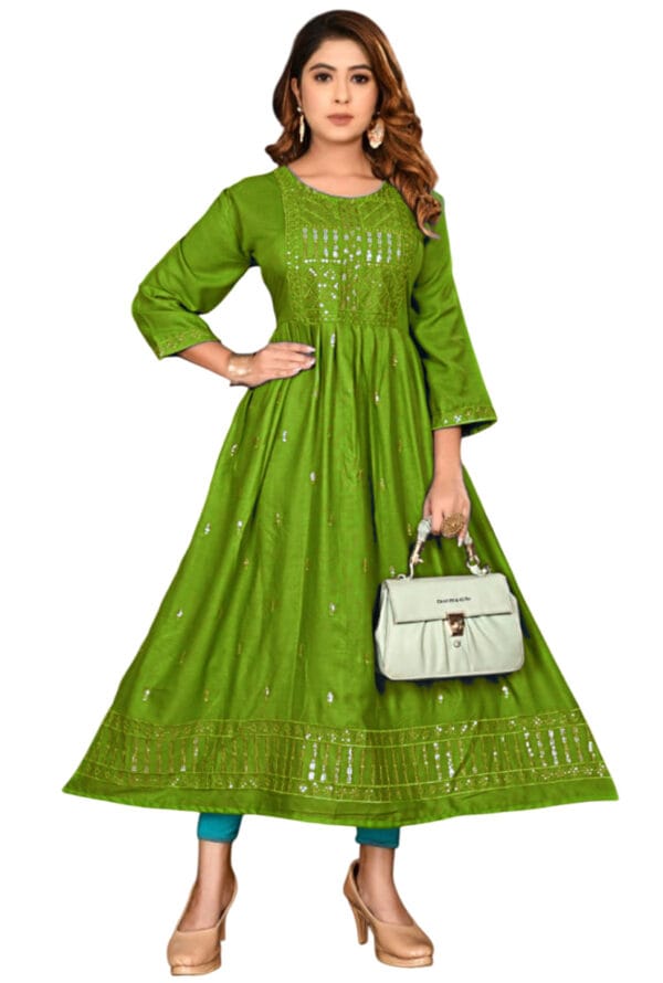 Full Emboidery Party Wear Long Kurti for Girls & Women - Image 2