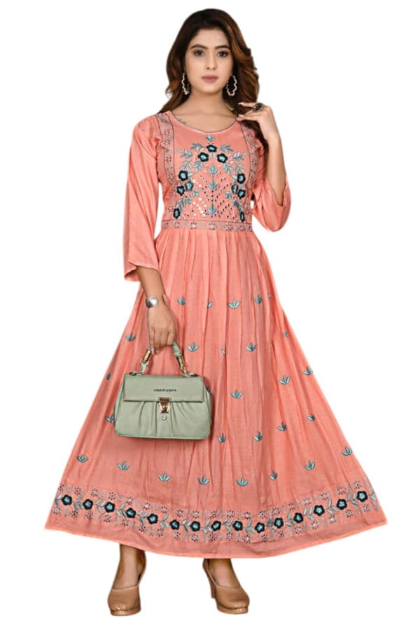Full Emboidery Party Wear Long Kurti for Girls & Women - Image 3