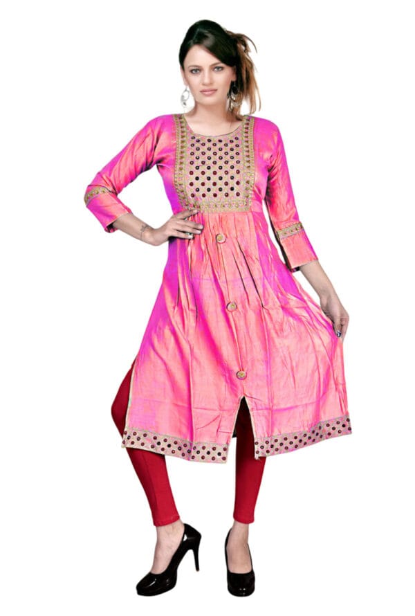 Emboidery Nyra Cut Party Wear Long Kurti for Girls & Women - Image 2