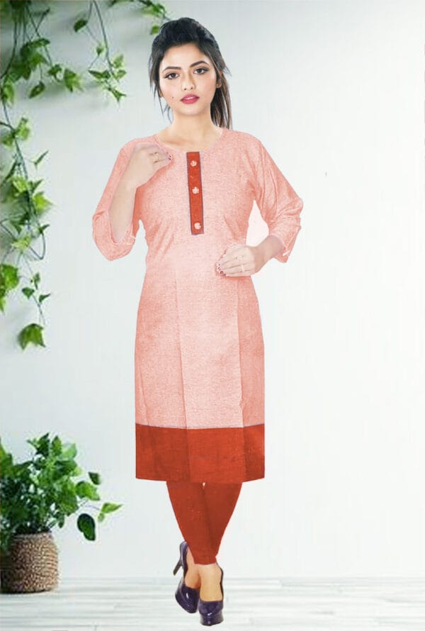 Regular Casual Khadi Cotton Kurti Pant Set for Women & Girls - Image 3