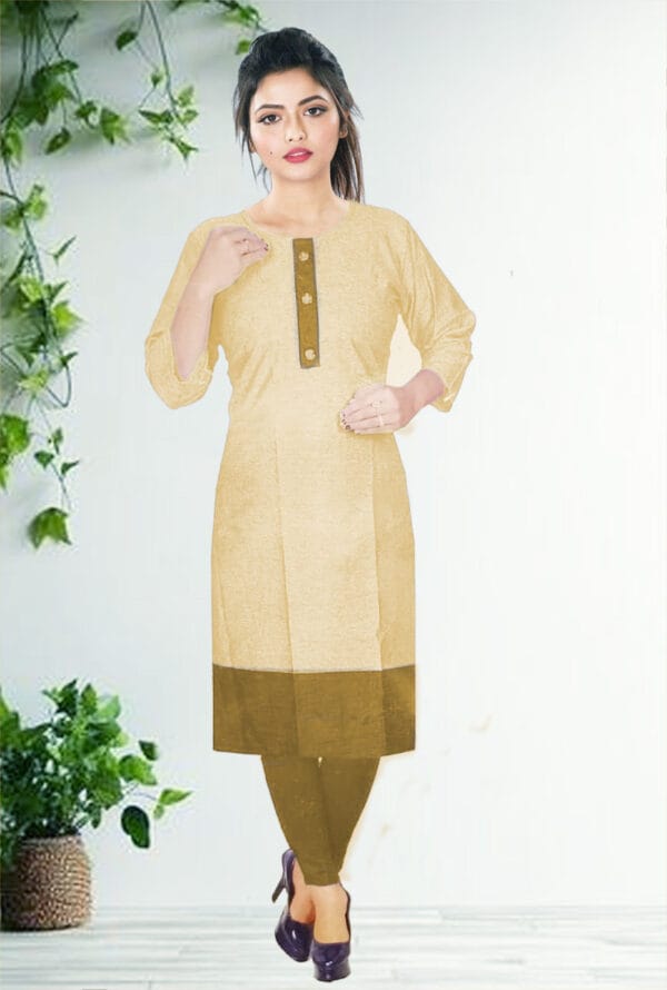 Regular Casual Khadi Cotton Kurti Pant Set for Women & Girls - Image 2