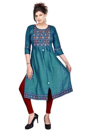 Emboidery Nyra Cut Party Wear Long Kurti for Girls & Women